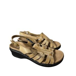 Clarks bendables Lexi Sandals Women's Tan Leather slingback size 6